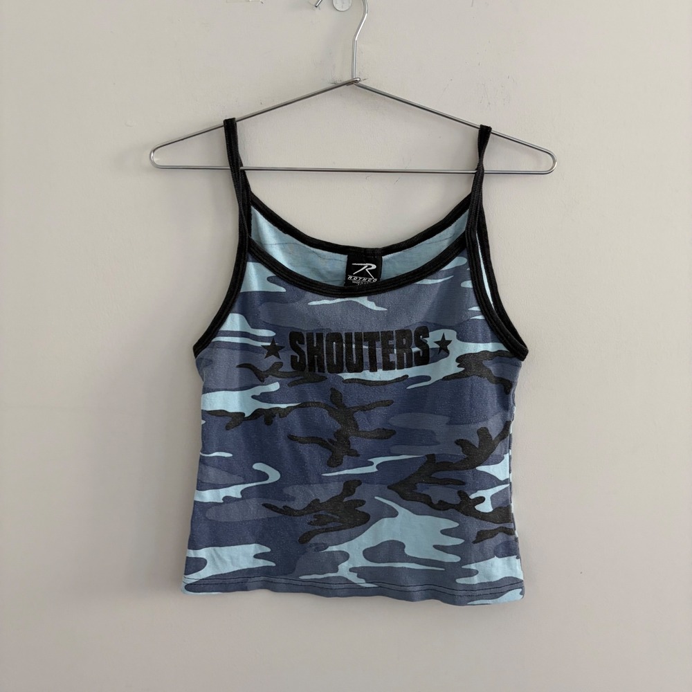 Rothco Blue Camo Shouter Graphic Cami Tank Top Made in USA M/L